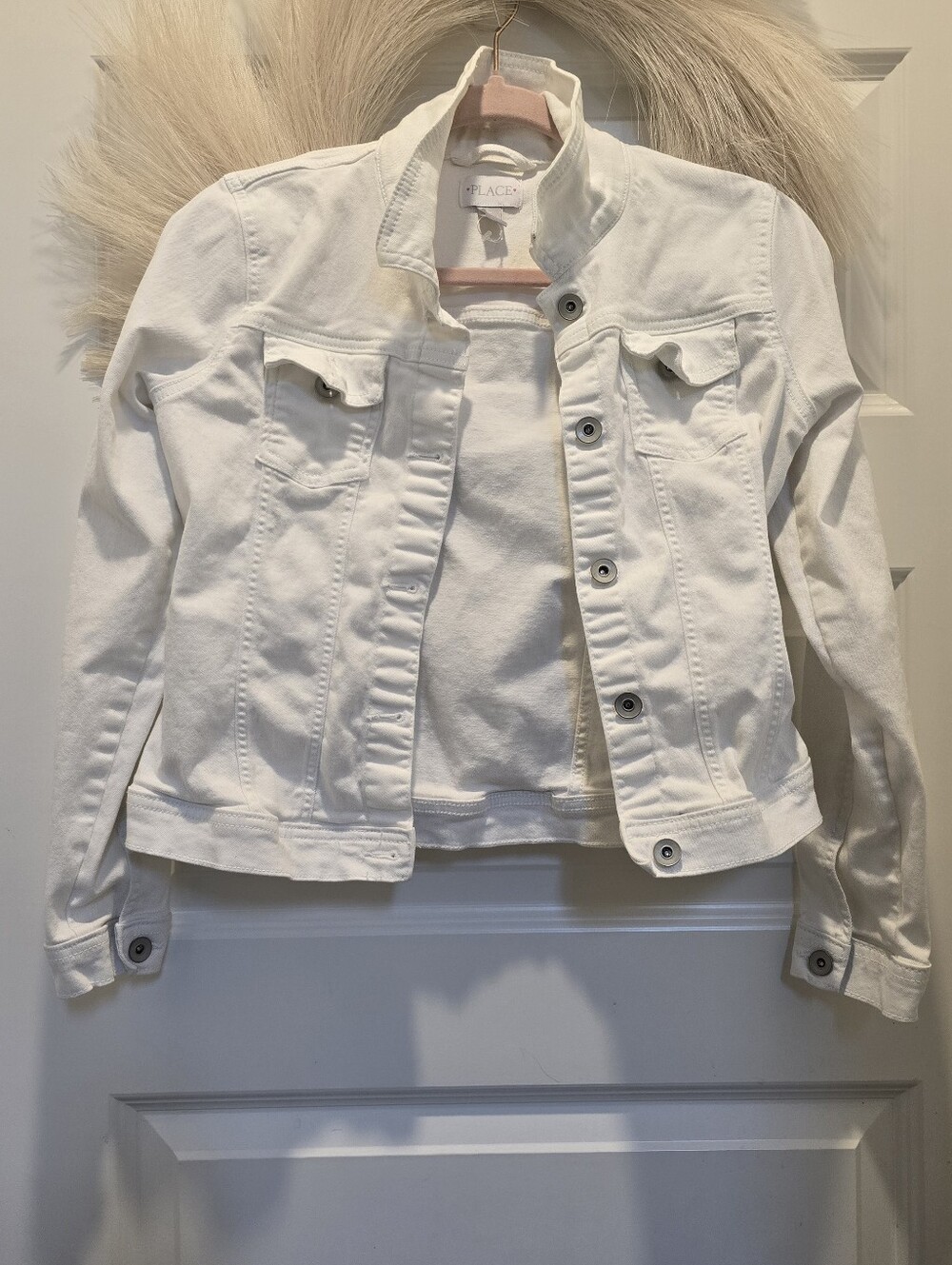 The Children's Place Girls' White Denim Jacket